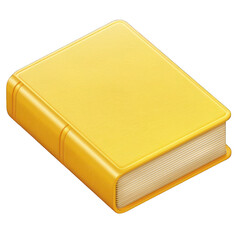 yellow book cover mockup, front or side view perspective, template design, isolated on a transparent background. PNG, cutout, or clipping path.
