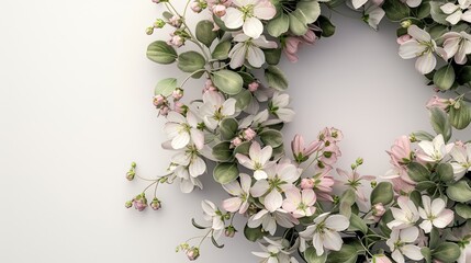 Flower wreath. Dandelion, leaves, white, daisies, weaving, water, decoration, laurel, wedding, beauty, broom, Caesar, spring, bunch, crown, fortune telling. Generated by AI - obrazy, fototapety, plakaty