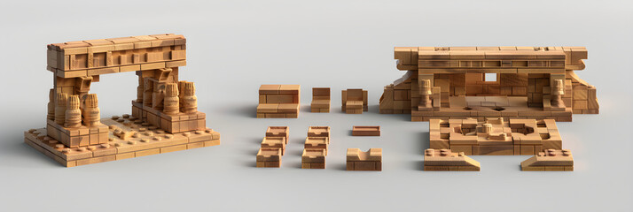 Fototapeta premium Detailed Step-by-Step 3D LDD Brick Instruction for Building a Complex Design Image