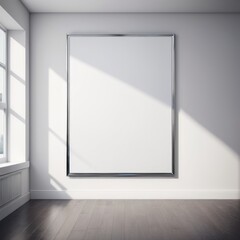 A blank white poster hangs on the wall, eagerly anticipating the infusion of creativity or information to grace its empty canvas