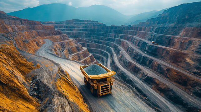 Mining Field, with truck on mountain