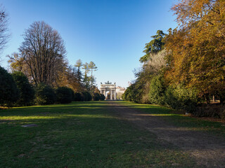 Sempione park in Milan, Italy, at fall