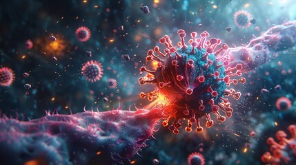 Alien Virus A Visualization of the COVID-19 Pandemic Generative AI - obrazy, fototapety, plakaty