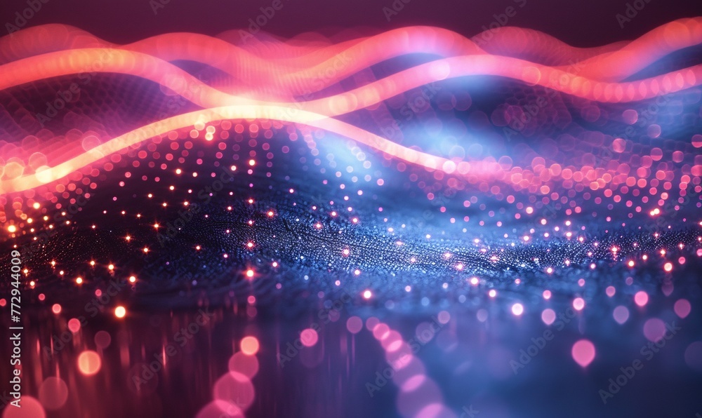 Poster glowing waves of light a spectacular display of neon lights generative ai
