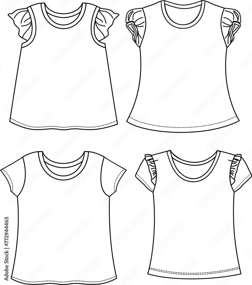 Wall mural Drawing Of a girls top Outline Sketch Vector art