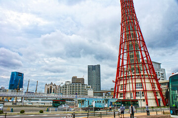 Red Accents: Kobe Port Tower Against the Skyline, July 2015