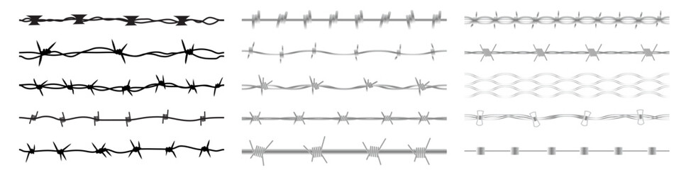 seamless Barbed wire fence brush for illustrator - obrazy, fototapety, plakaty