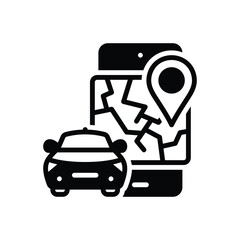 Black solid icon for taxi