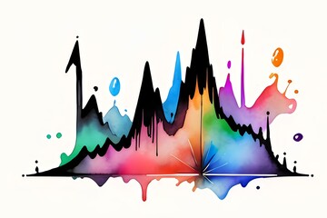 Obraz premium Vibrant Growth Spectrum. An abstract inkblot visualizing upward growth, perfect for concepts of success, analytics, and dynamic change.