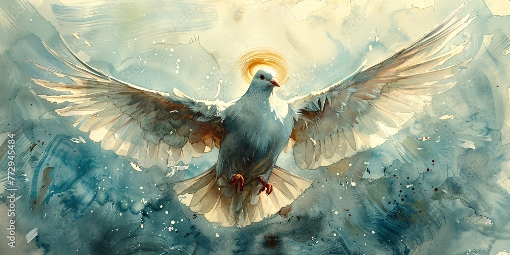 Poster soaring skies a dove's eye view of the clouds generative ai