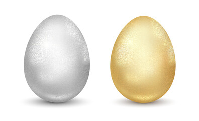 set silver golden egg easter vector eps10