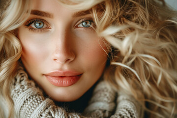 a woman with blonde hair and a scarf