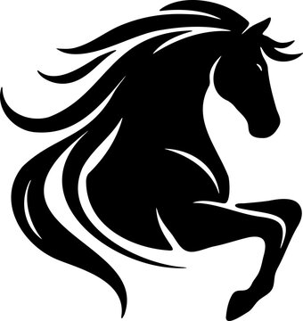Silhouette design cheval, noir sur fond transparent