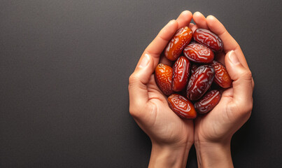 a person holding a pile of dates