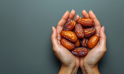 a person holding a pile of dates