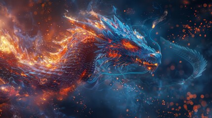 Fototapeta na wymiar Craft a captivating image featuring a powerful dragon