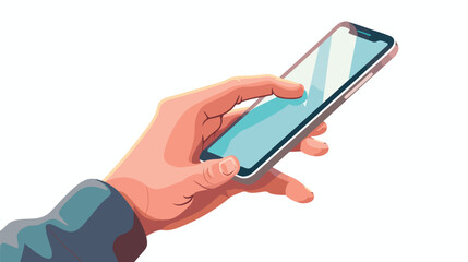 Hand clicking mobile phone. vector illustration