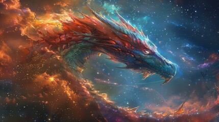 Fototapeta na wymiar Craft a mesmerizing image featuring a cosmic dragon