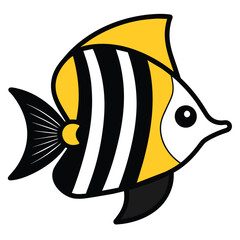 solid black outline Butterfly Fish design