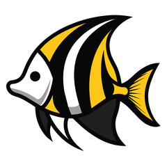solid black outline Butterfly Fish design