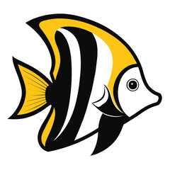 solid black outline Butterfly Fish design
