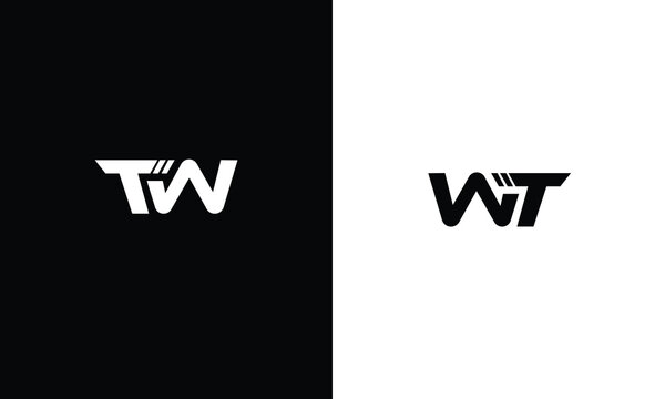 w t wt tw initial logo design vector template