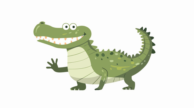 Funny crocodile waving hand 