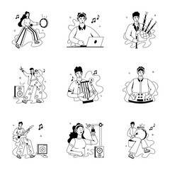 Rock Musicians Flat Character Icons