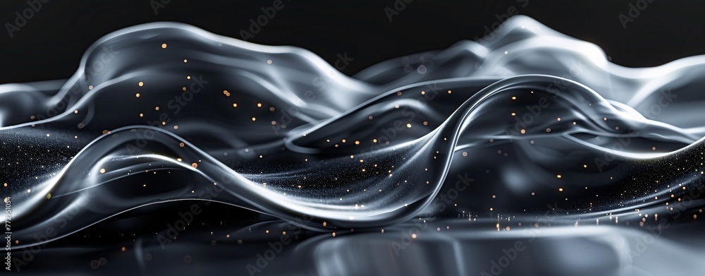 Poster glowing waves of light a stunning visual of sparkling lights in a dark background generative ai