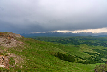 Fototapeta premium Picturesque summer view of Bermamyt plateau. One of the most picturesque attractions in the south of Russia. 
