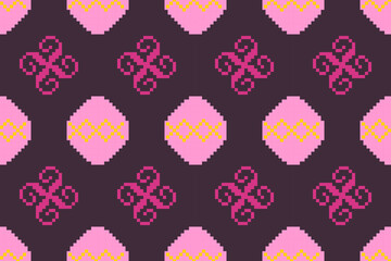 Pixel pattern ethnic oriental traditional. design fabric pattern textile African Indonesian,Indian, America seamless pattern. Aztec style abstract vector illustration for print clothing, texture, fabr