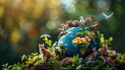 National Endangered Species Day background or banner design template.Earth Day or World Wildlife Day concept. Save our planet, protect green nature and endangered species, biological diversity theme	
