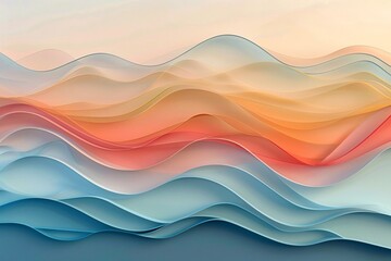 a colorful waves of paper - obrazy, fototapety, plakaty