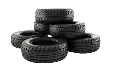 Fototapeta na wymiar Tower of Tires isolated on transparent Background