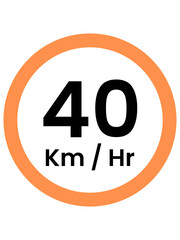 Speed Limit Sign 40 kph, orange , vector style png 