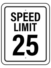 Speed Limit Sign 25 mph, vector style png 