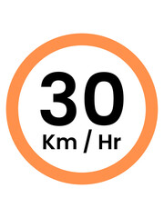 Speed Limit Sign 30 kph, orange , vector style png 