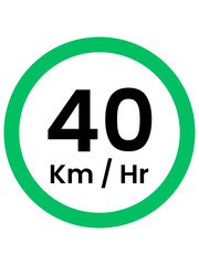 Speed Limit Sign 40 kph, green , vector style png 