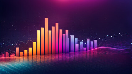 Colorful histograms and curve charts, statistical chart visualization, indicating growing or weakening trends, stock market charts
 - obrazy, fototapety, plakaty