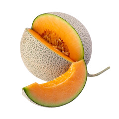 Melon or cantaloupe isolated on a transparent background