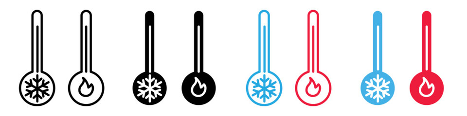 Temperature Scale Icons for Measuring Heat in Celsius and Fahrenheit Degrees - obrazy, fototapety, plakaty