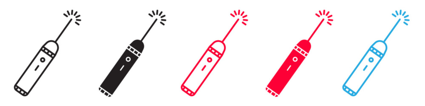 Skin Care Surgery with Laser Pointer Equipment Icons for Aesthetic Treatments