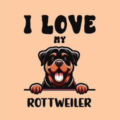 I love my Rottweiler Dog T-shirt Design Vector