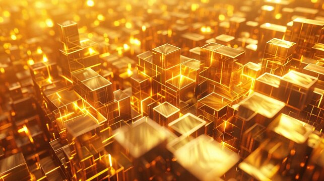 Golden Blocks of Light A Glowing Tribute to the Monthly Block Party Generative AI