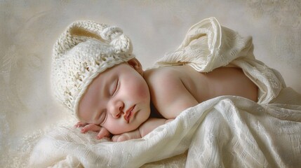 Baby Bliss A Sleepy Newborn's Dreamy Moment Generative AI