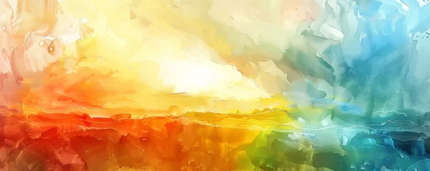 Schilderijen op glas Abstract colorful watercolor painting landscape © iVGraphic
