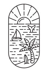 beautiful beach views line art illustration