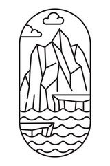 beautiful Antarctica views line art illustration