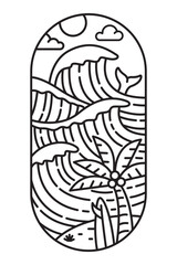 beautiful beach views line art illustration