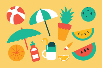 Hand Drawn Summer Element Vectors